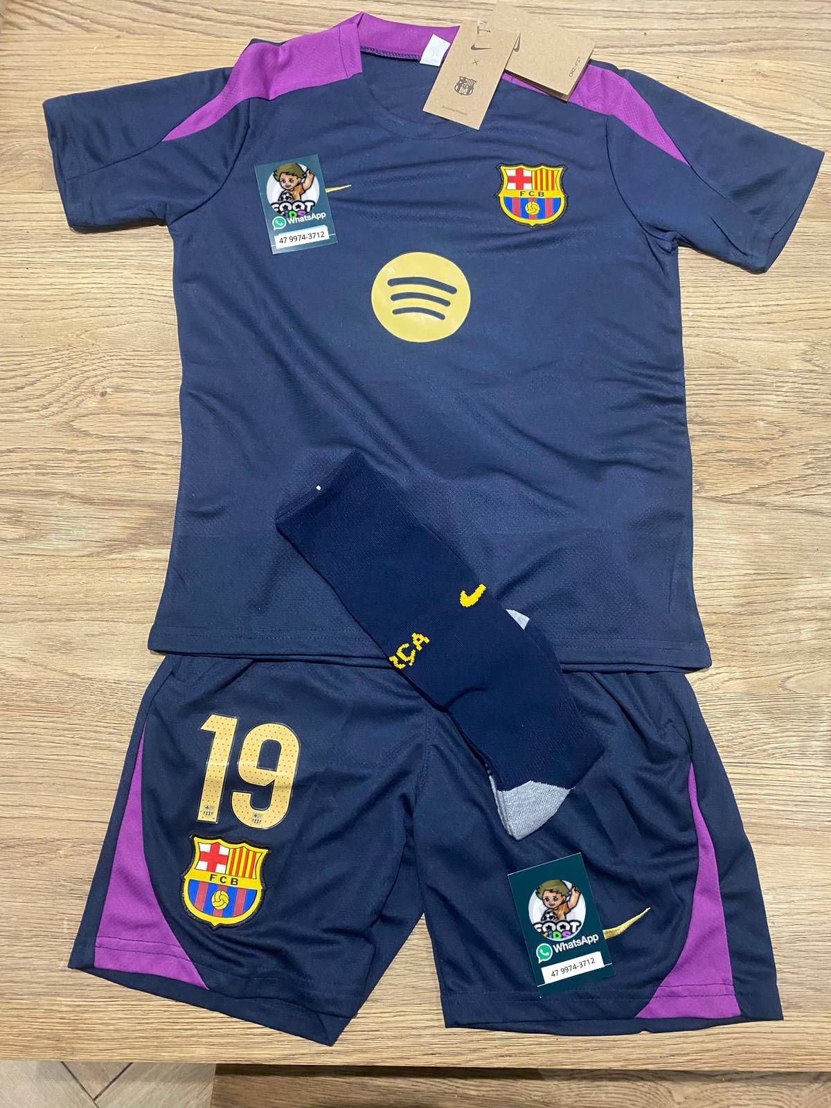 Kit Infantil Barcelona Treino 25/26 Nike - Azul Escuro