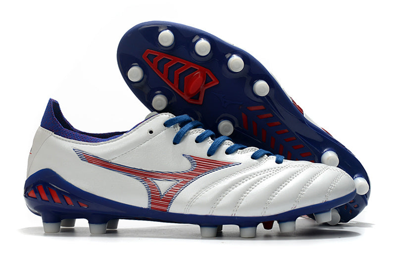 Chuteira Society Mizuno Morelia Neo 3 Japan FG - Branca e Vermelha