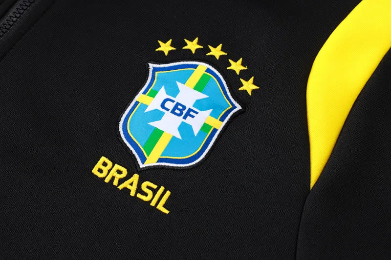 Kit Agasalho + Calça Brasil Jordan - Preto e Amarelo