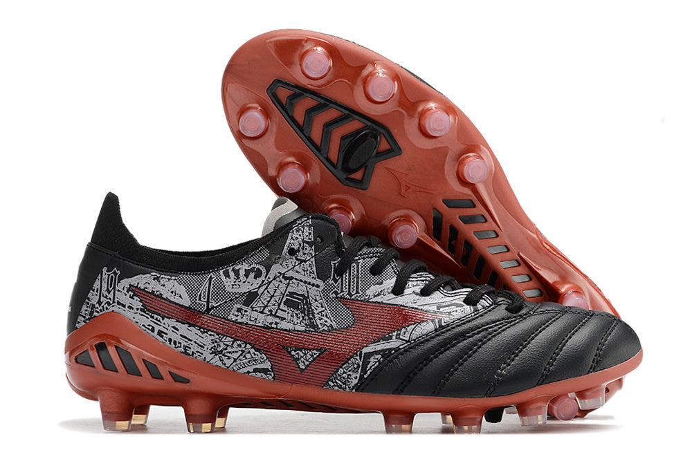 Chuteira Society Mizuno Morelia Neo 3 x SR4 Japan FG - Black Red