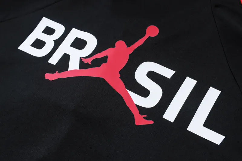 Kit Agasalho + Calça Brasil Jordan - Preto e Vermelho