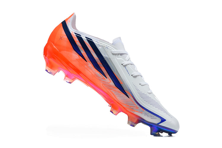 Chuteira Campo Adidas F50 Hyperfast Elite Laceless - Branca e Laranja
