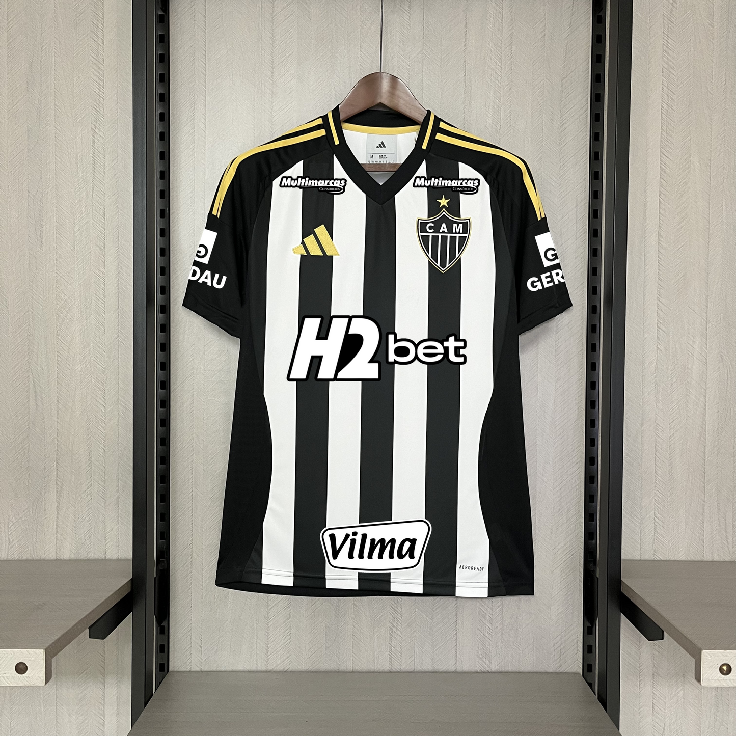 Atletico Mineiro Home 25/26 Torcedor Com Patrocínios - Preta e Branca