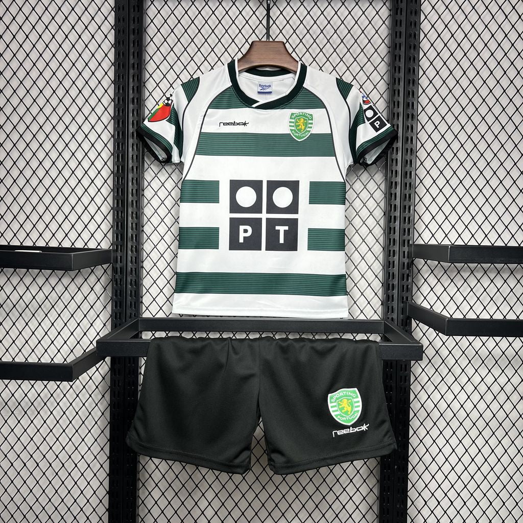 Kit Infantil Sporting Home Retrô 2003 . Reebok - Verde e Branco
