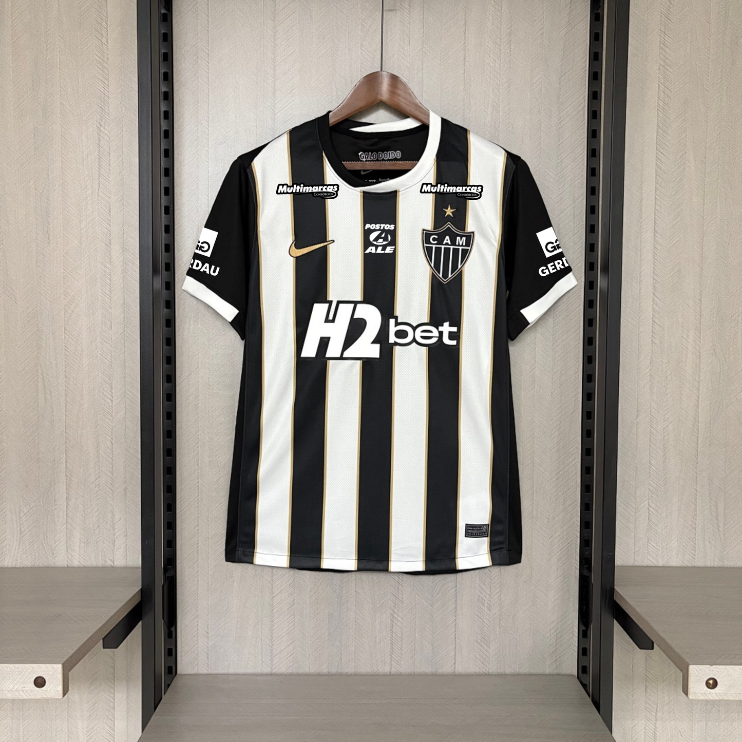 Atletico Mineiro Home 26/27 Torcedor Com Patrocínios Nike - Preta e Branca