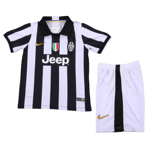 Kit Infantil Juventus Home 14/15 Retrô Adidas - Preta e Branca