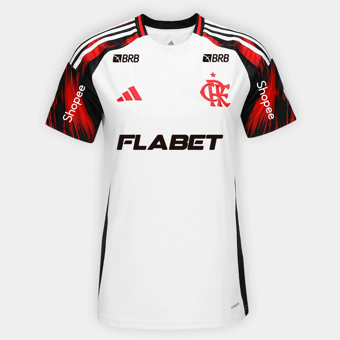 Flamengo Away 25/26 Torcedor Com Patrocínios Adidas Feminina - Branca