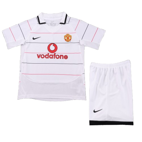 Kit infantil Manchester United Retrô Away 2003  - Branca