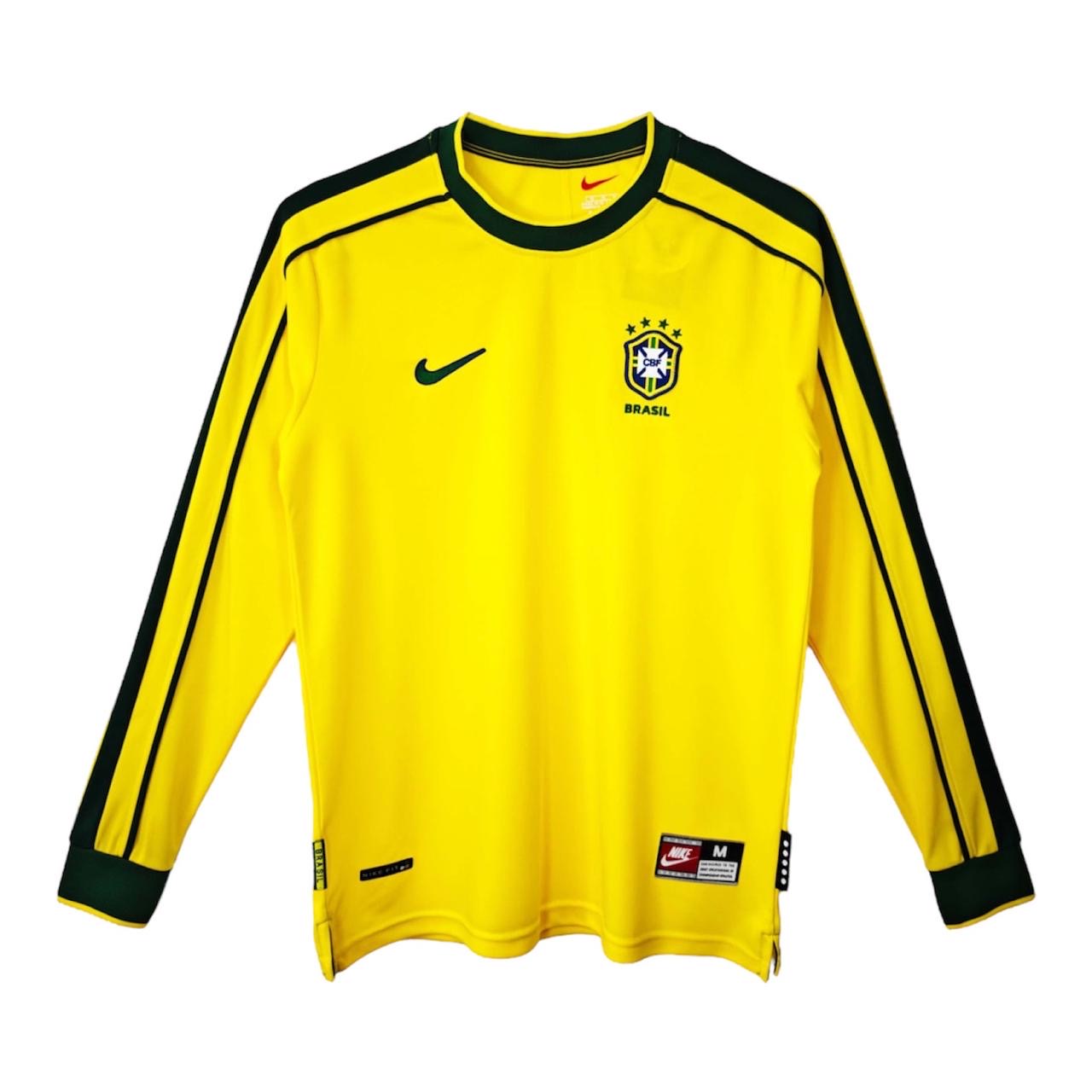 Brasil Home Retrô 1998 Manga Longa Nike - Amarela