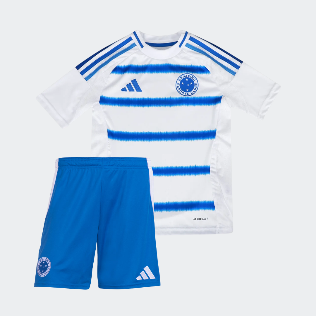 Kit Infantil Cruzeiro Away 25/26 . - Branco e Azul