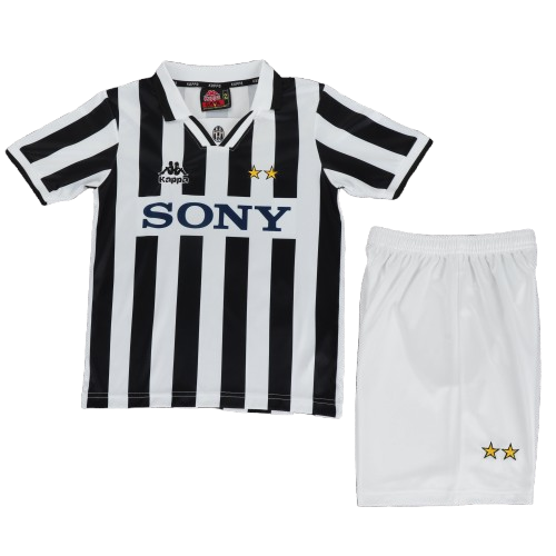 Kit Infantil Juventus Home Retrô 96/97 - Preto e Branco
