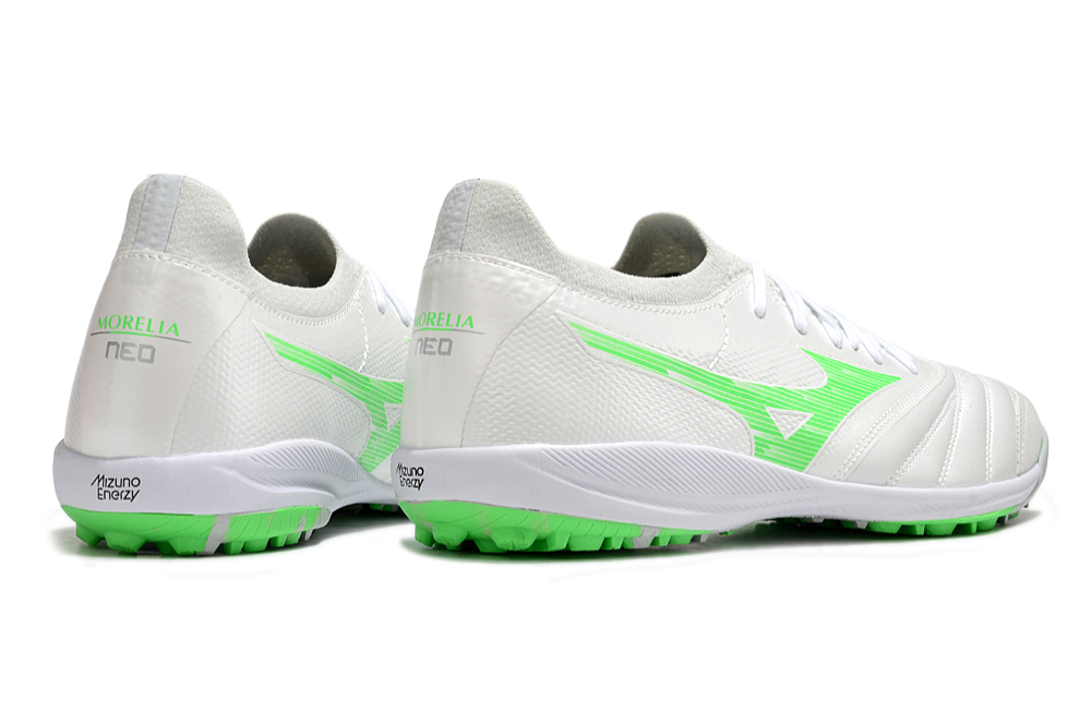 Chuteira Society Mizuno Morelia Neo 3 Japan FG - Branca e Verde