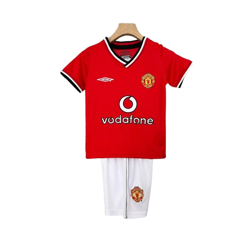 Kit infantil Manchester United Retrô Home 2000 . - Vermelho