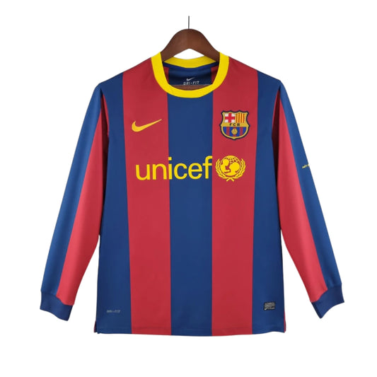 Barcelona Home Retrô 10/11 Manga Longa Nike - Grená