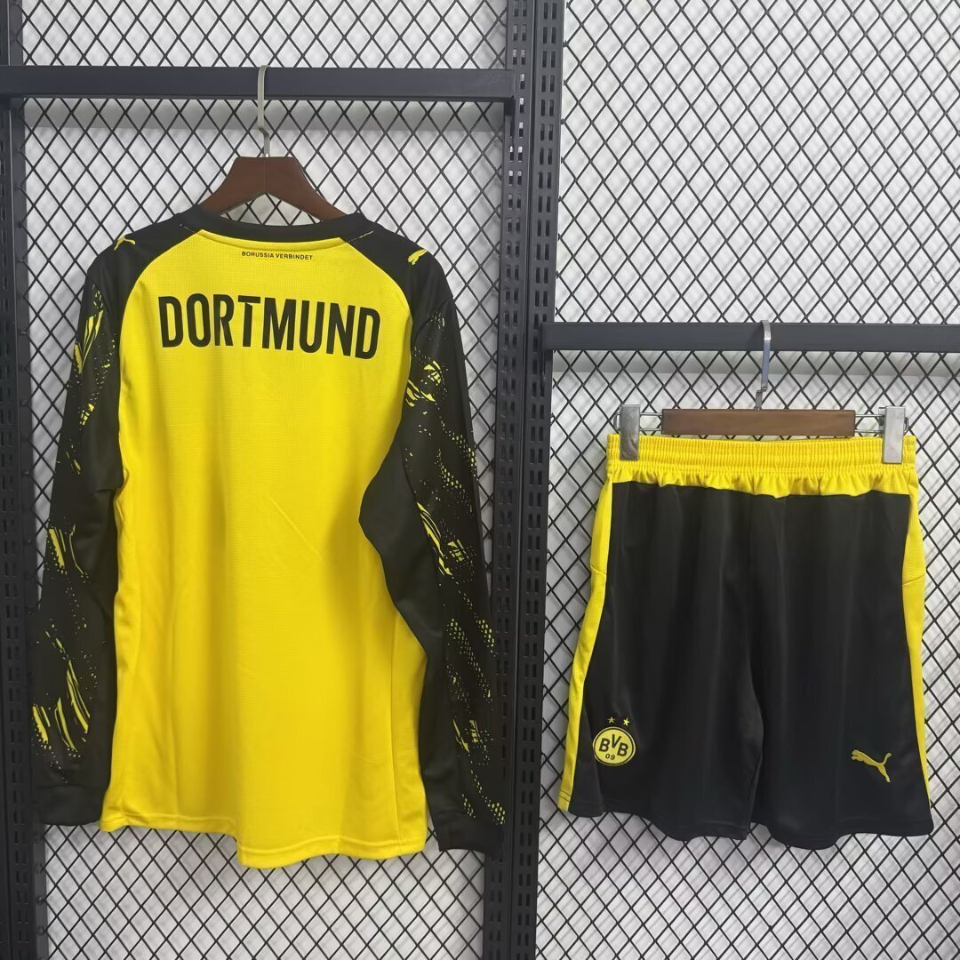 Kit Infantil Borussia Dortmund Home Manga Longa 25/26 - Amarelo e Preto