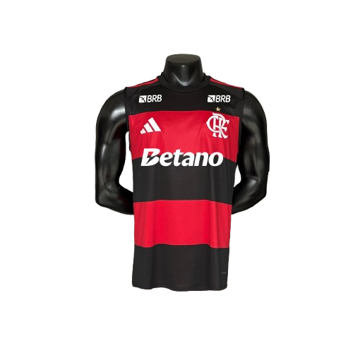 Flamengo Home 26/27 Torcedor Regata Com Patrocinios Adidas Masculina - Vermelho e Preto