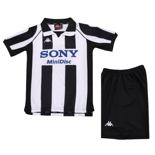 Kit Infantil Juventus Home 97/98 Retrô  Kappa - Preta e Branca