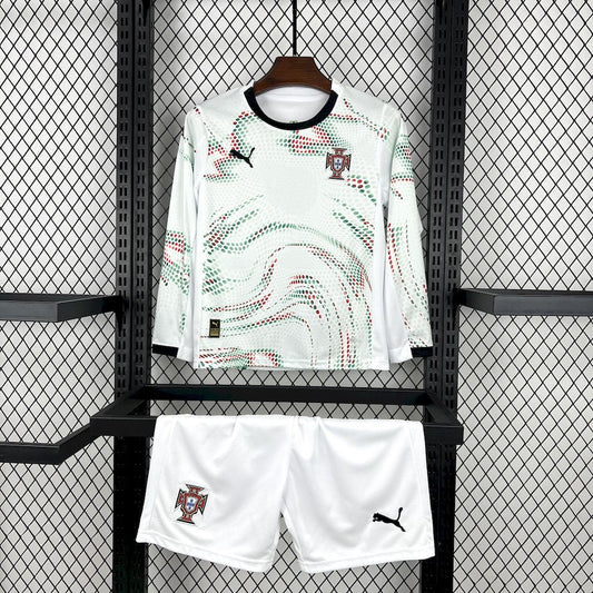 Kit Infantil Portugal Away Manga Longa 25/26 - Branca