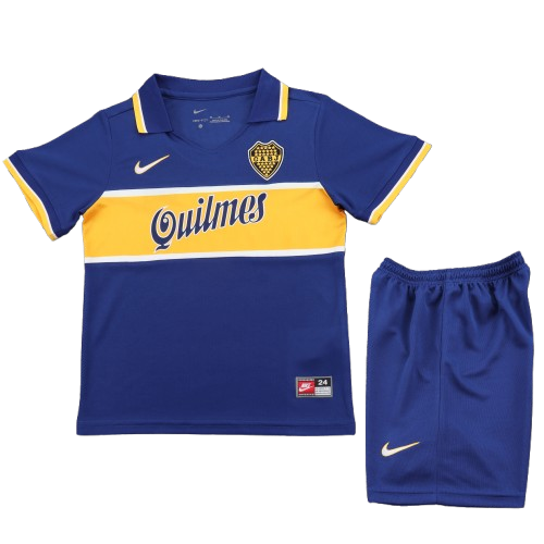 Kit Infantil Boca Jrs Home Retro 96/97 - Azul e Amarelo