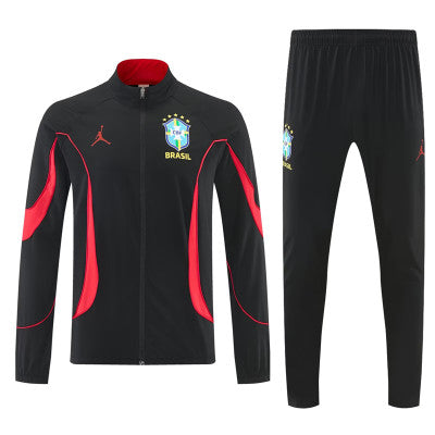 Kit Agasalho + Calça Brasil Jordan - Preto e Vermelho