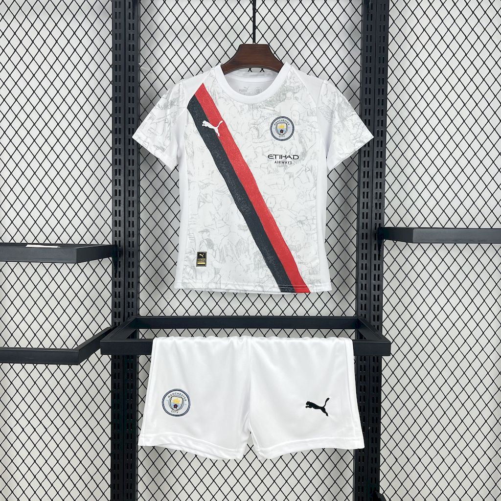 Kit Infantil Manchester City Away 25/26  - Branco
