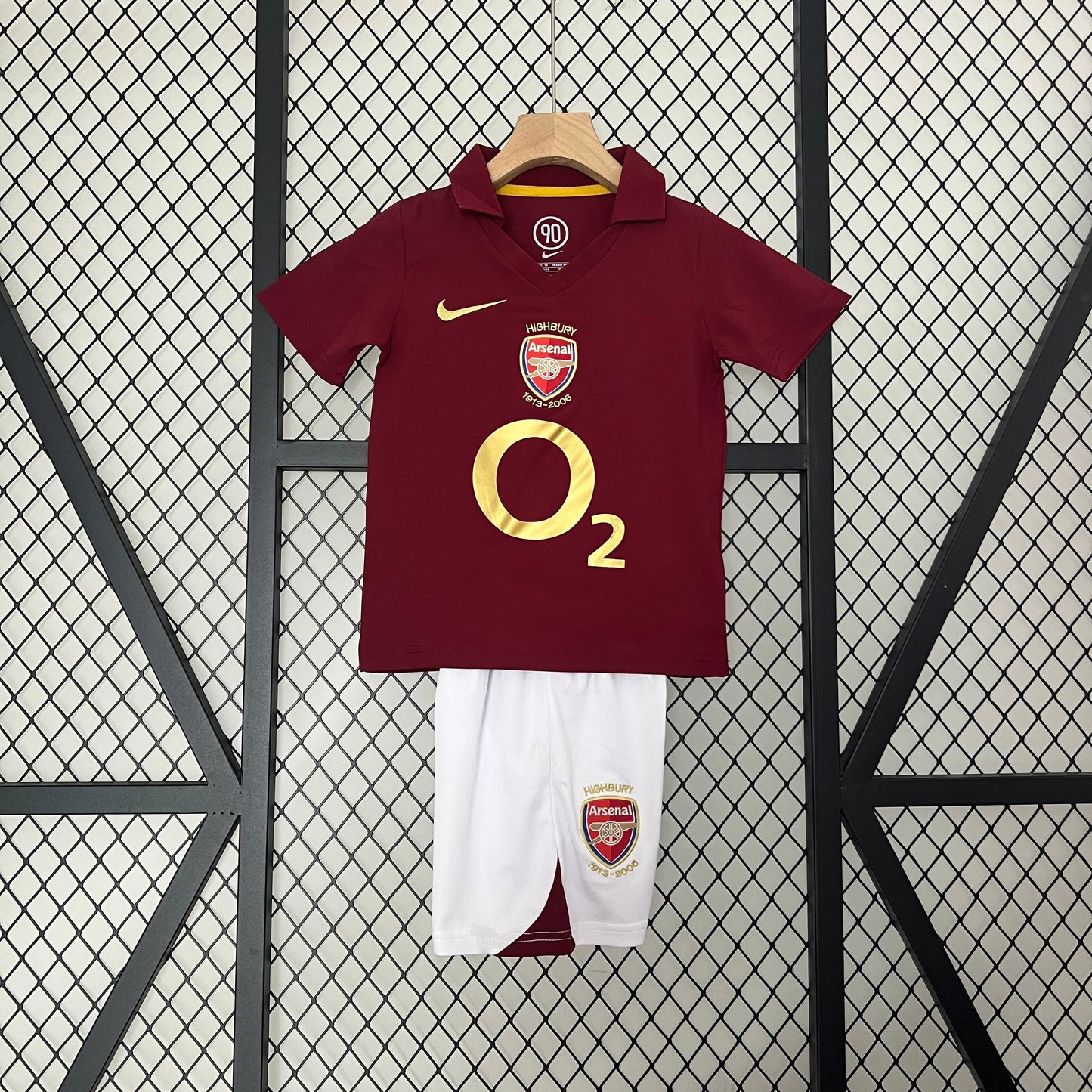 Kit Infantil Arsenal Away Retrô 02/03 - Vermelho Vinho