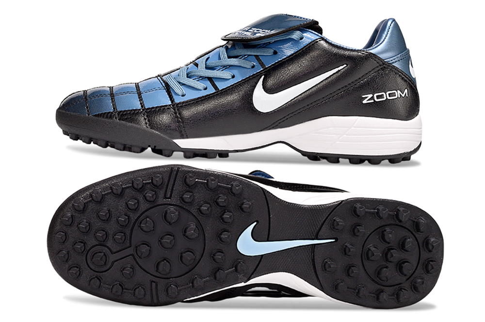 Chuteira Society Nike T90 TF - Preto e Azul