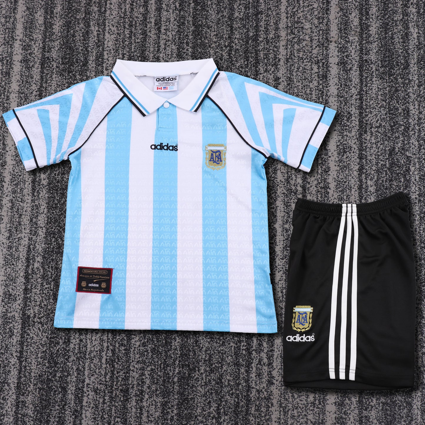 Kit Infantil Argentina Retro 96/97 - Branco e Azul