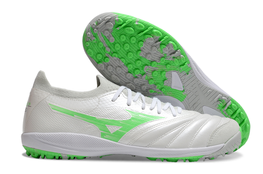 Chuteira Society Mizuno Morelia Neo 3 Japan FG - Branca e Verde