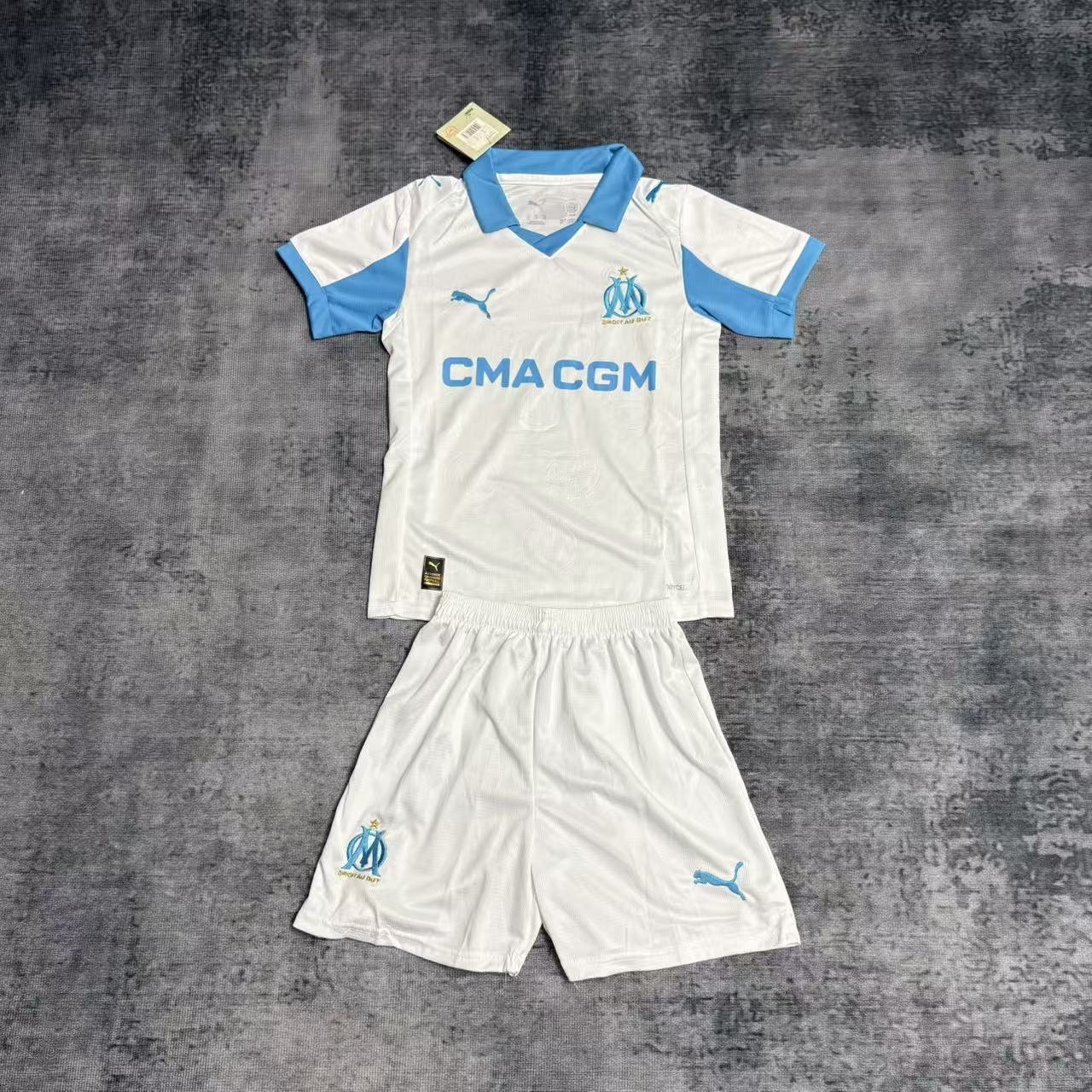 Kit Infantil Olympique De Marseille Home 25/26 - Branco