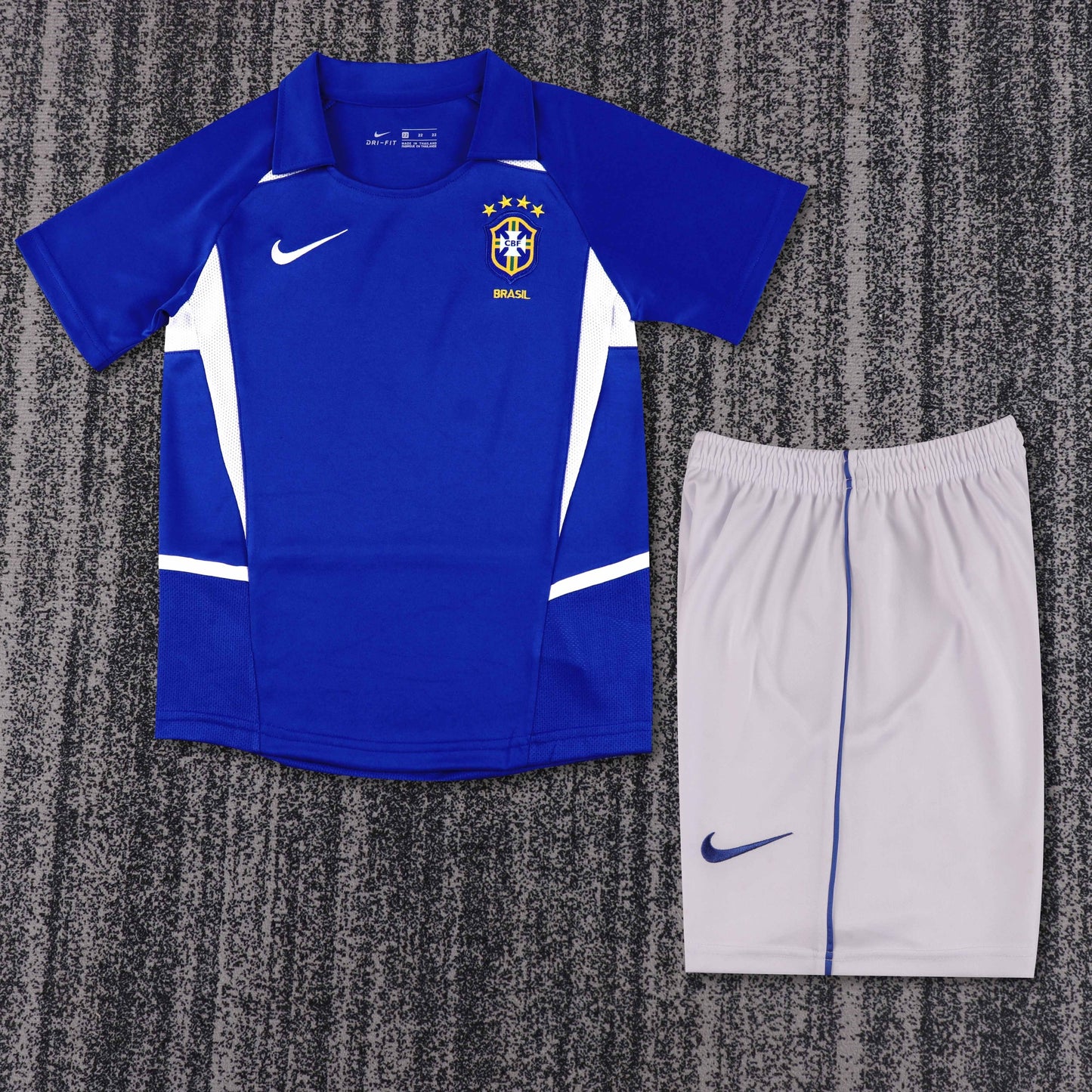 Kit Infantil Brasil Retro Away 2002 - Azul