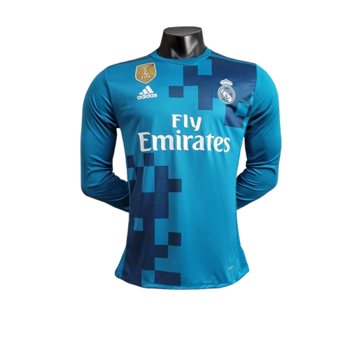 Real Madrid Away Retrô Manga Longa 17/18 Adidas - Azul