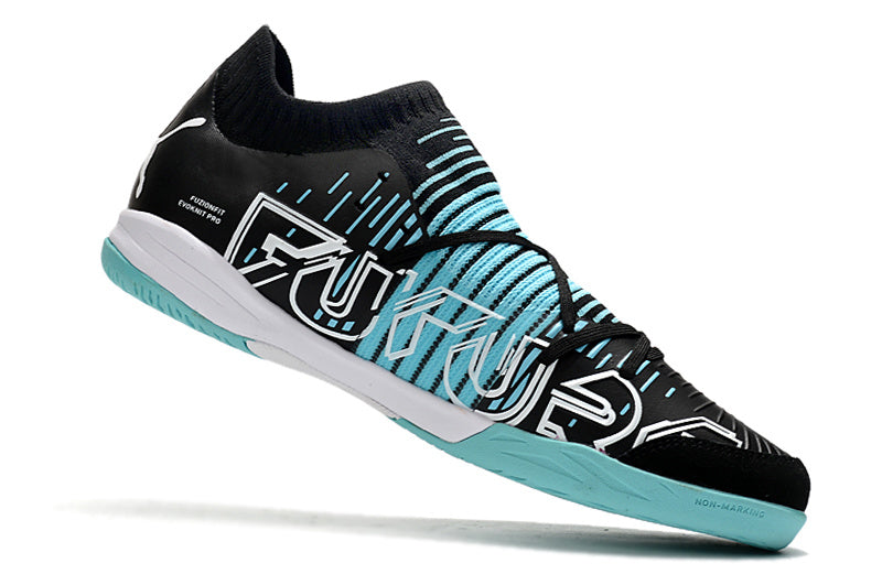Chuteira Society Puma Future Z Match Pro - Preta e Turquesa