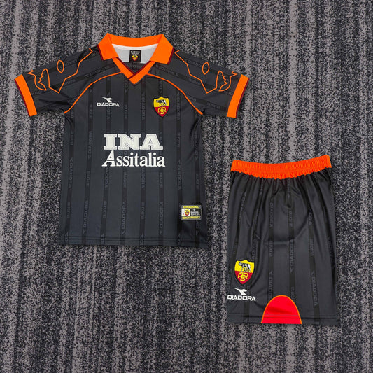 Kit Infantil Roma Away Retrô 99/00 Diadora - Preto