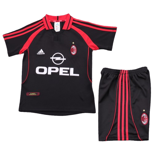 Kit Infantil Milan Away Retrô 00/01 Adidas - Preto e Vermelho