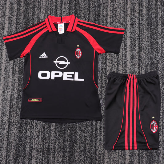 Kit Infantil Milan Away Retrô 00/01 Adidas - Preto e Vermelho