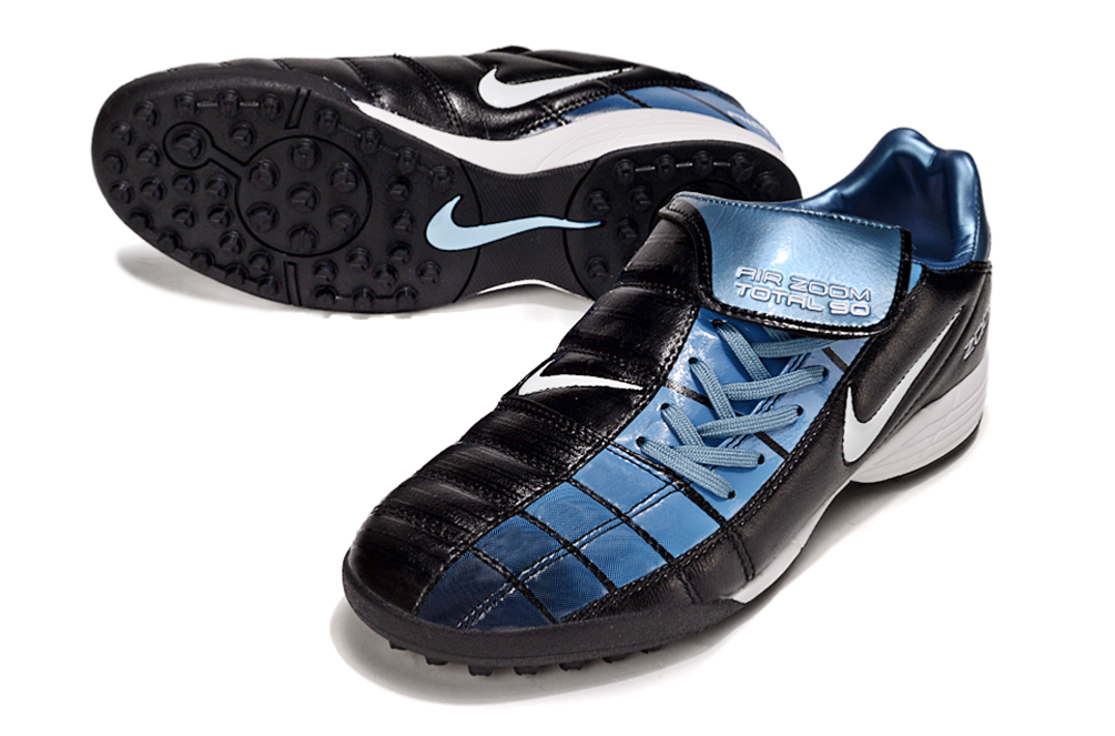 Chuteira Society Nike T90 TF - Preto e Azul