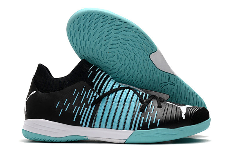 Chuteira Society Puma Future Z Match Pro - Preta e Turquesa