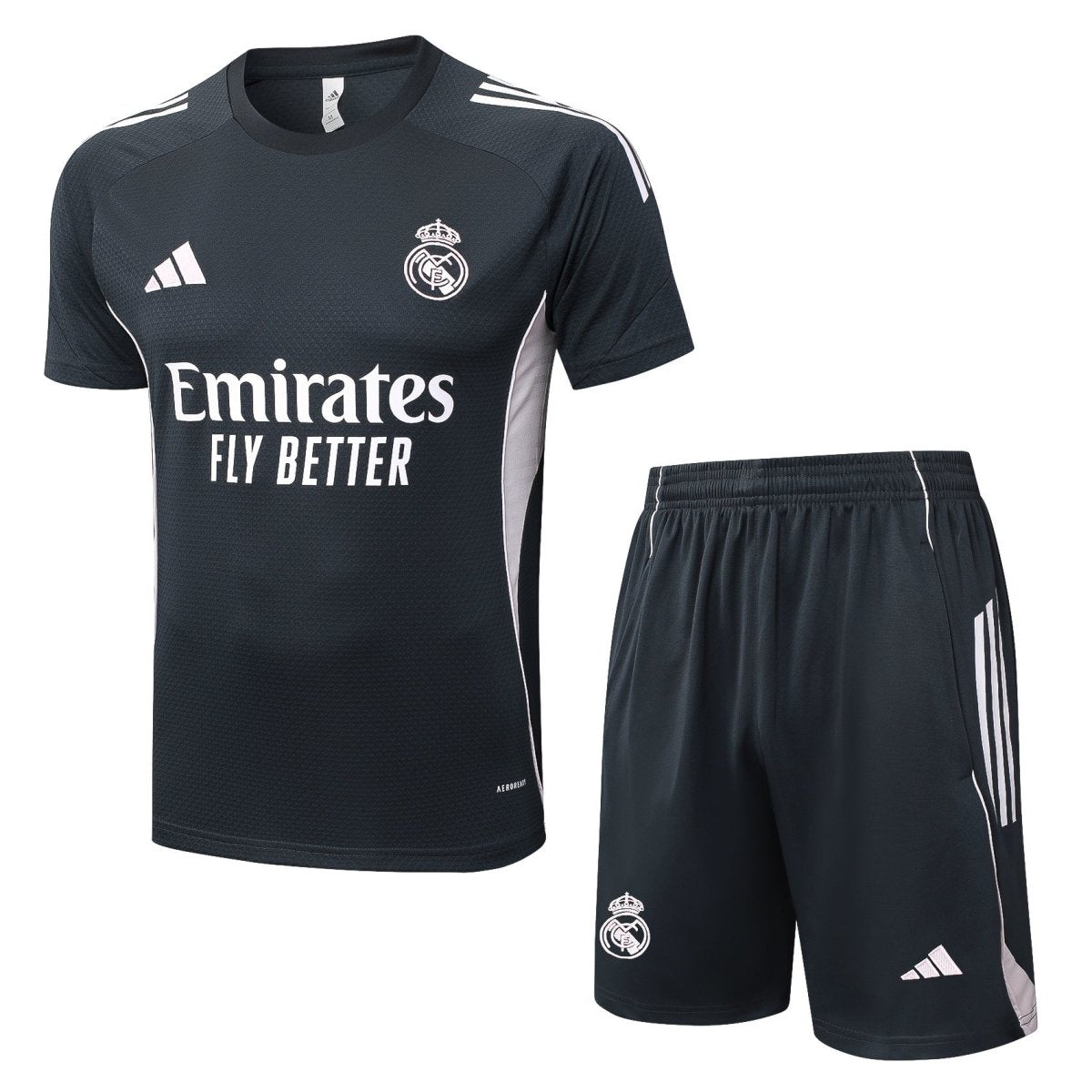 Kit de Treino Adulto Real Madrid 2025/26 Short e Camisa - Cinza Escuro