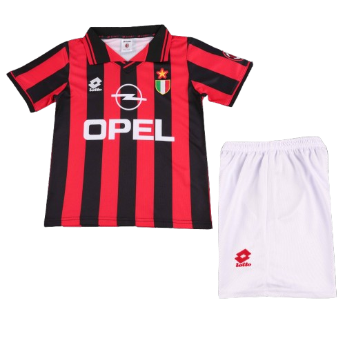 Kit Infantil Milan Home Retrô 96/97  - Vermelho e Preto