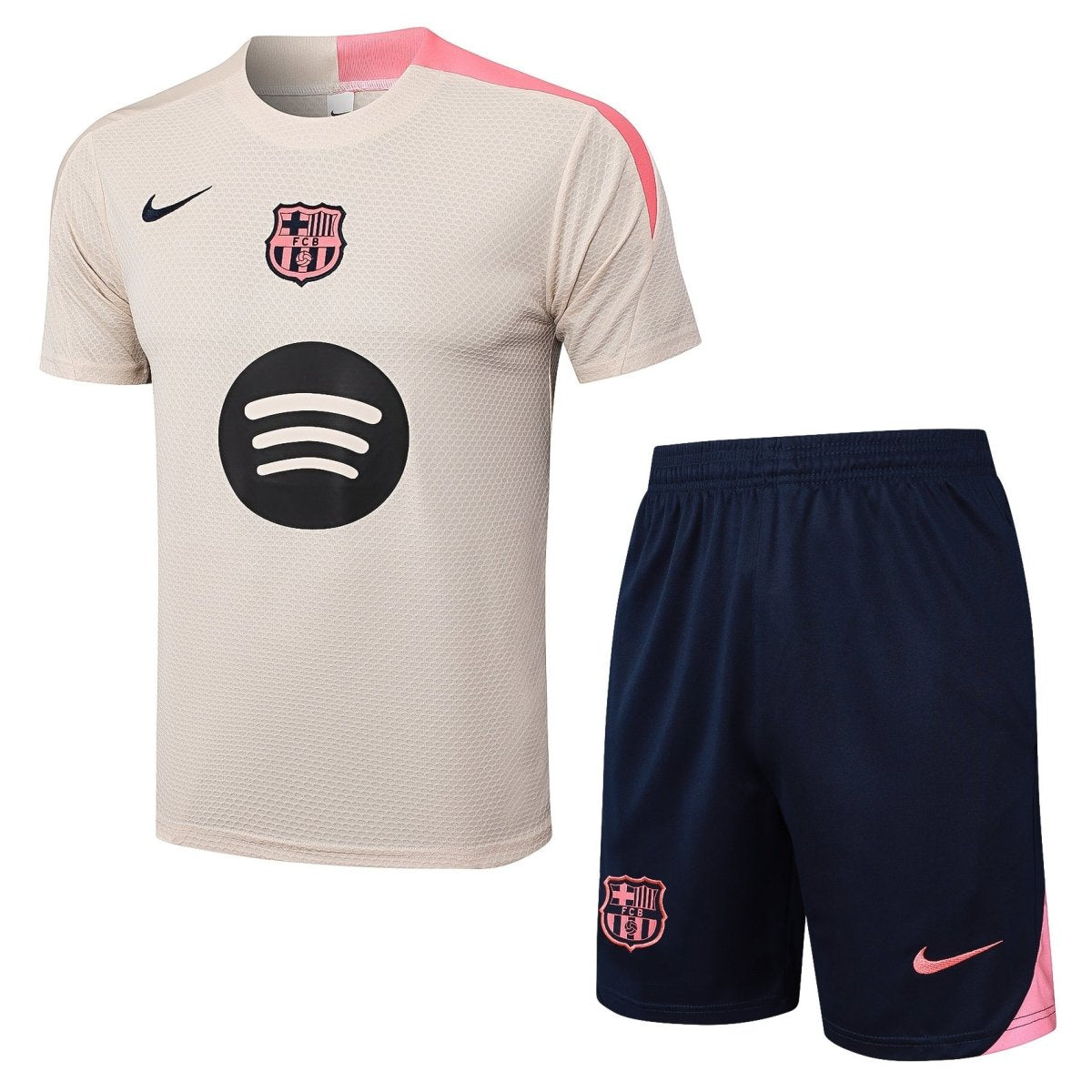 Kit de Treino Adulto Barcelona 2025/26 Short e Camisa - Bege
