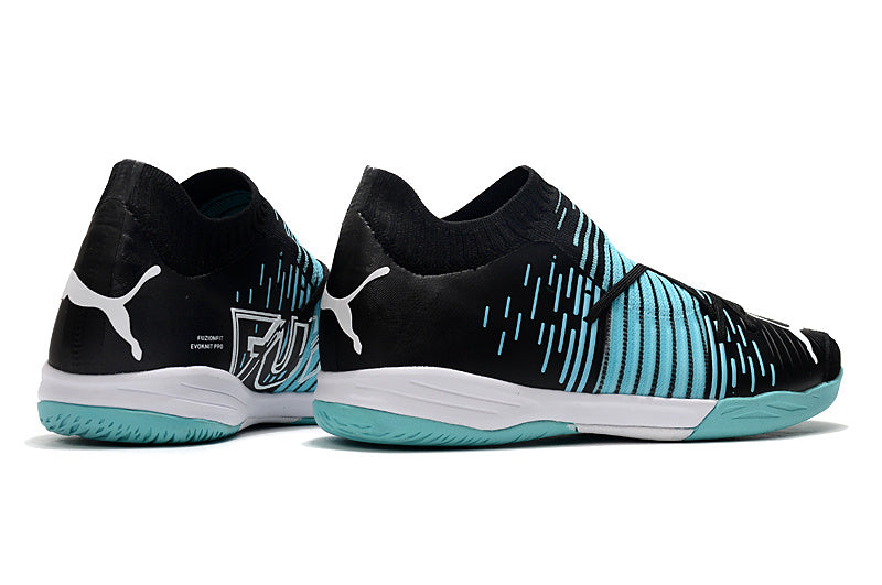 Chuteira Society Puma Future Z Match Pro - Preta e Turquesa