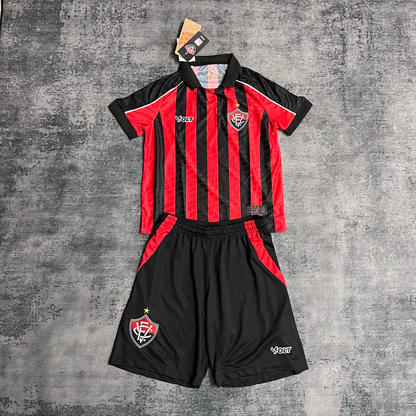 Kit Infantil Vitória Home 25/26 - Vermelho e Preto