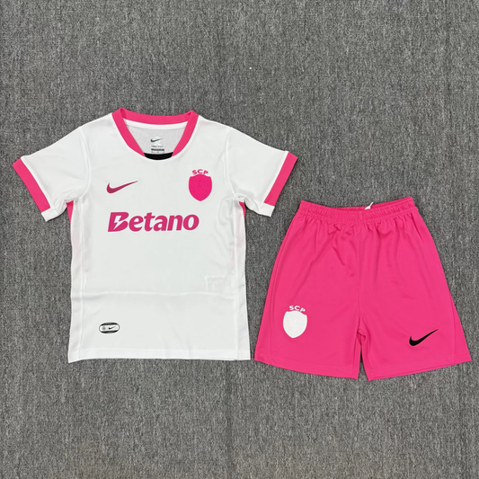 Kit Infantil Sporting Outubro Rosa 25/26 - Branco e Rosa