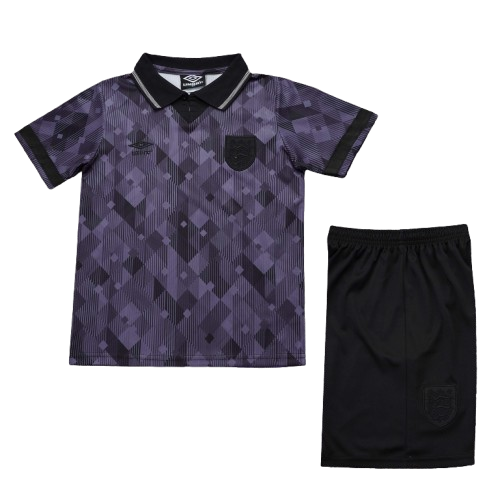Kit Infantil Inglaterra Away Retro 1990 - Preto