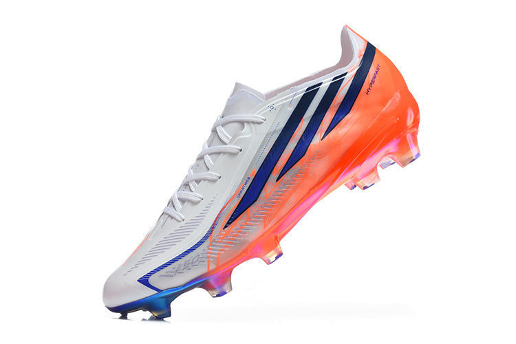 Chuteira Campo Adidas F50 Hyperfast Elite Laceless - Branca e Laranja