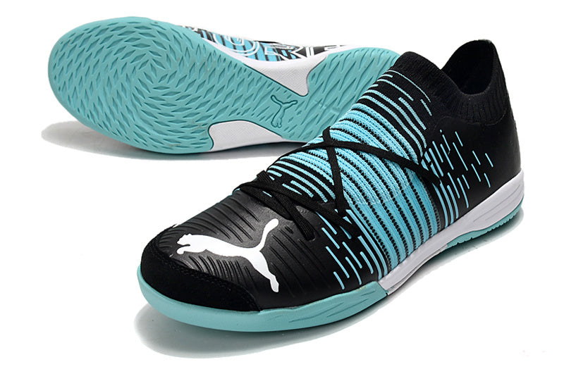 Chuteira Society Puma Future Z Match Pro - Preta e Turquesa