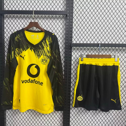 Kit Infantil Borussia Dortmund Home Manga Longa 25/26 - Amarelo e Preto