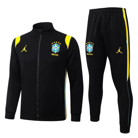 Kit Agasalho + Calça Brasil Jordan - Preto e Amarelo