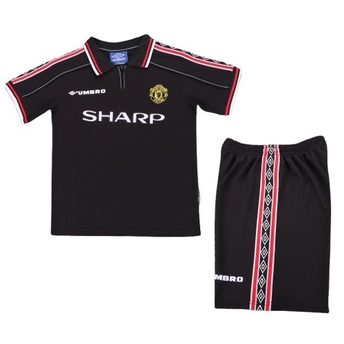 Kit infantil Manchester United Retrô Away 98/99  - Preto